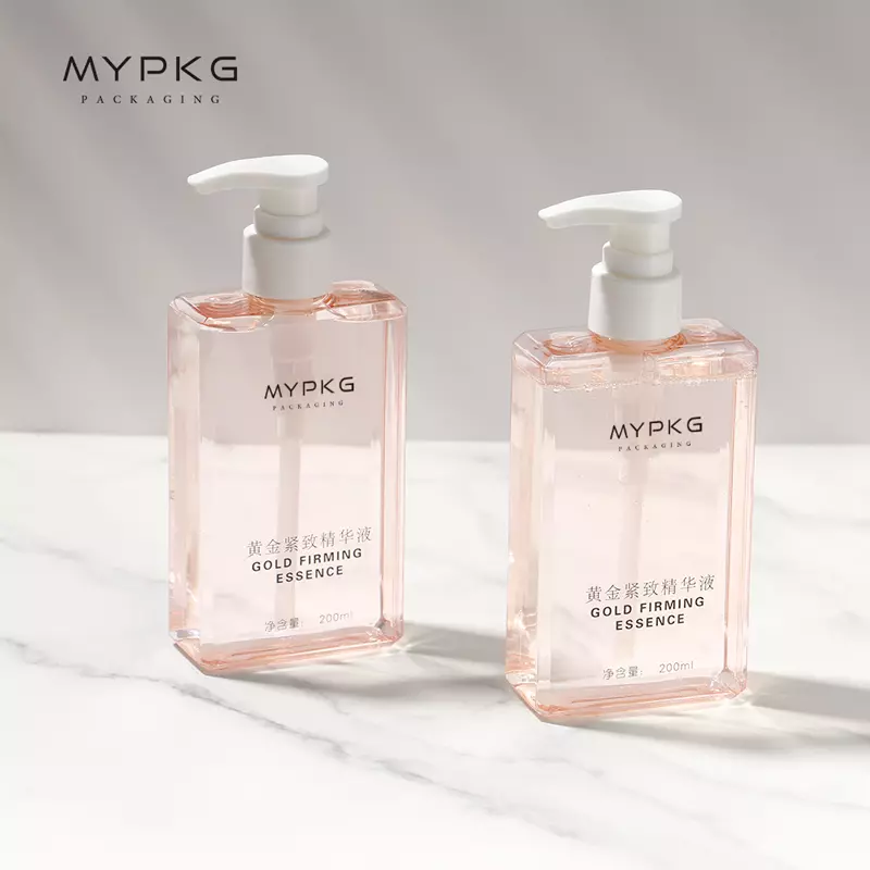 MYPAKG Прозрачный розовый плоский квадрат Пластиковое эфирное масло для освежающей кожи бутылка эмульсия 200 мл 250 мл 300 мл с капюшоном MYPAKG Прозрачный розовый плоский квадрат Пластиковое эфирное масло для освежающей кожи бутылка эмульсия 200 мл 250 мл 300 мл с капюшоном