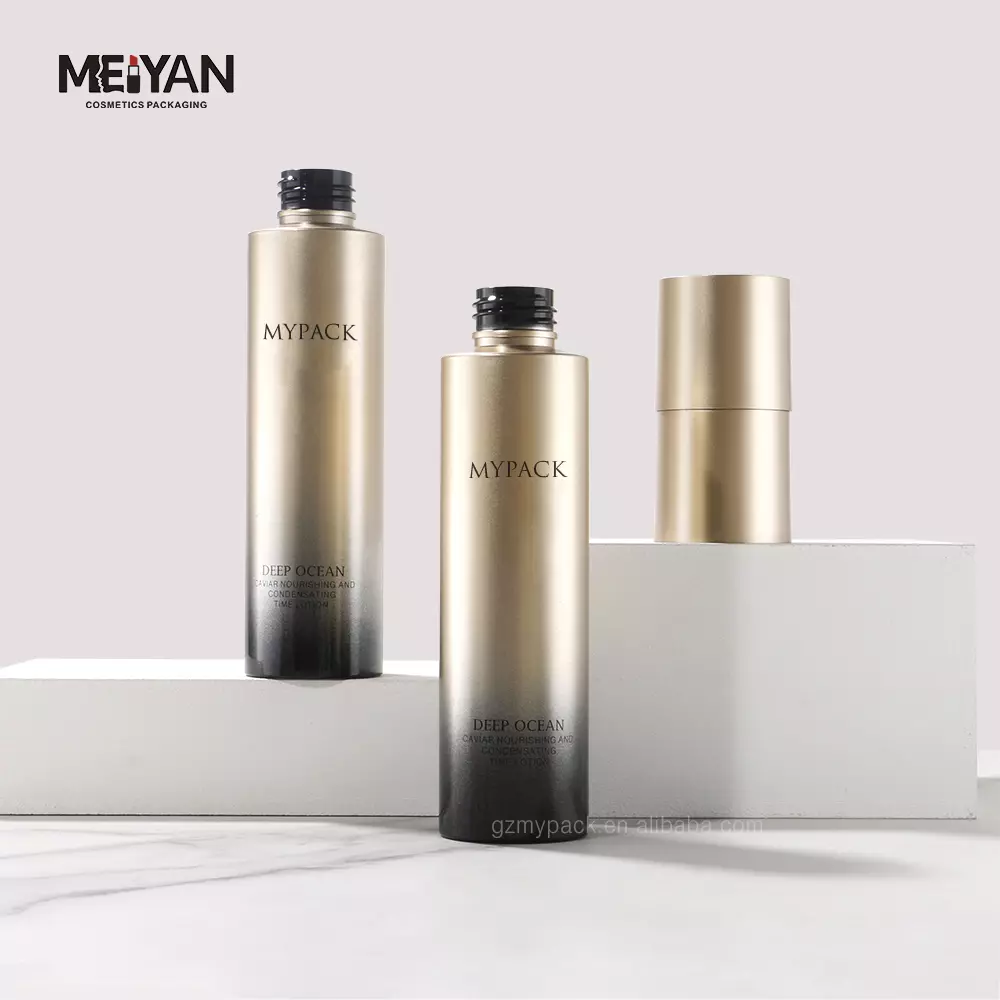 MYPACK Luxury 100 мл 120 мл шлифовальный золотой градиент домашние животные пластмасса масло для волос освежающая кожа вода лосьон бутылки косметические контейнеры MYPACK Luxury 100 мл 120 мл шлифовальный золотой градиент домашние животные пластмасса масло для волос освежающая кожа вода лосьон бутылки косметические контейнеры