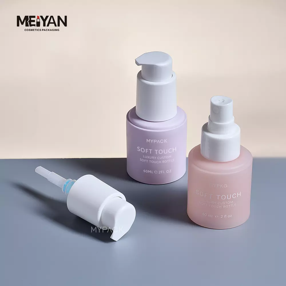 MY PACK изготовленная на заказ круглая розовая дорожная бутылка hdpe soft touch объемом 2 унции 60 мл, пластиковая бутылка с распылителем для косметического лосьона и масла для лица MY PACK изготовленная на заказ круглая розовая дорожная бутылка hdpe soft touch объемом 2 унции 60 мл, пластиковая бутылка с распылителем для косметического лосьона и масла для лица